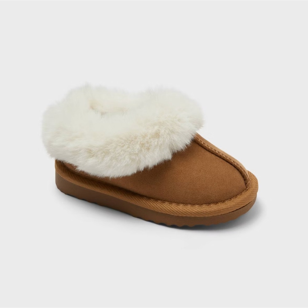 Toddler Faux Fur Slippers Cat & Jack Piper Chestnut Size 10